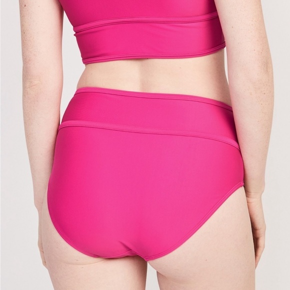 NWT! Flamingo Pink High Waisted Bikini Swim Bottom - Size Small 💎 - Picture 2 of 8